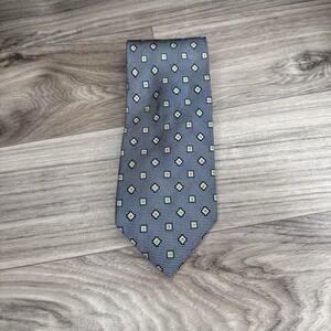 VTG Gap Premium Authentic Men's Blue 100% Silk Necktie Made in Italy‎ Geometric